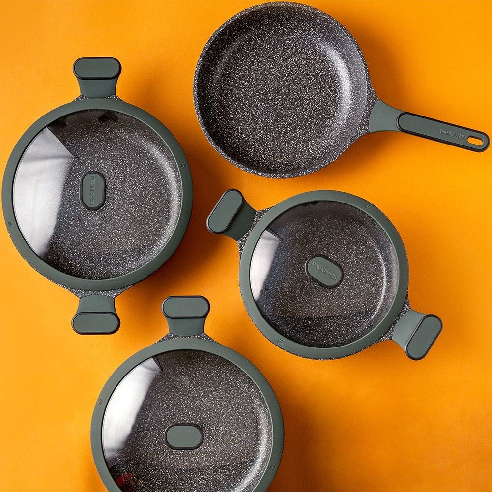 Frying pan with non-stick granite, for all stoves & dishwashers