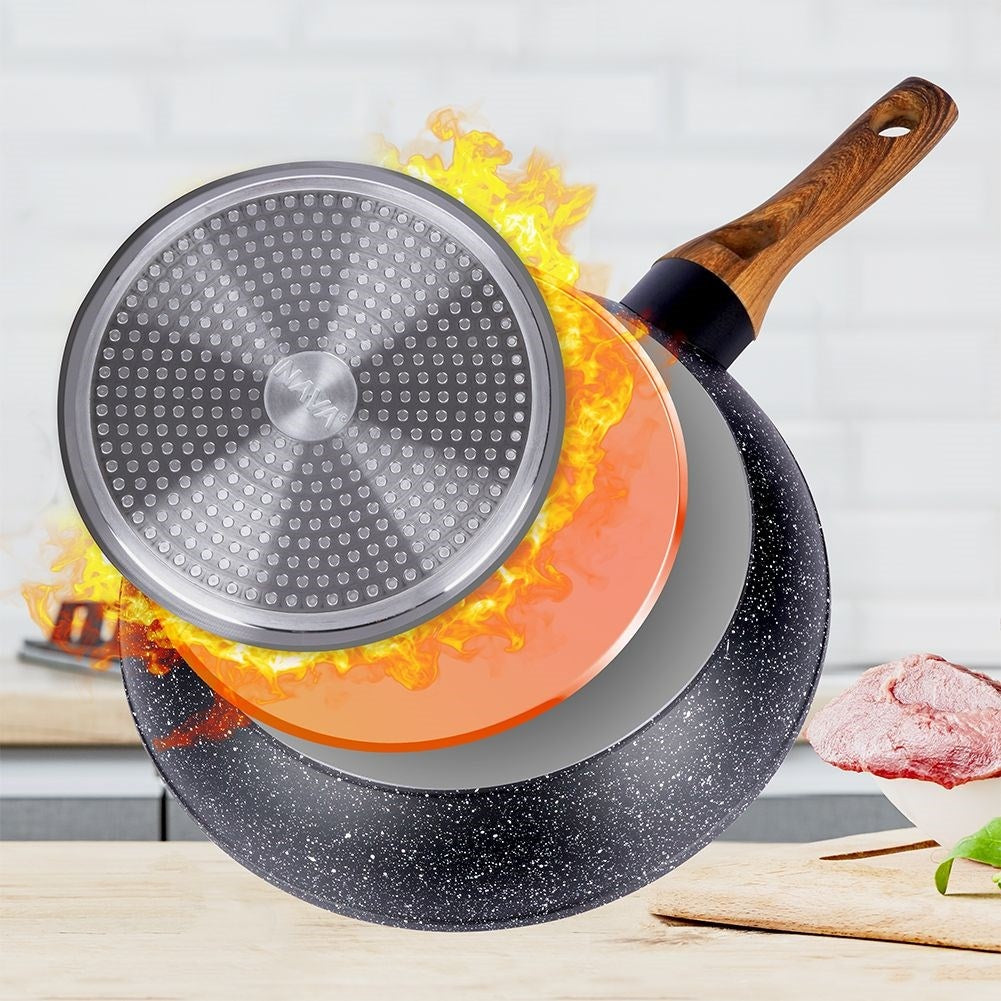 Frying pan with non-stick granite for all stoves, dishwasher safe