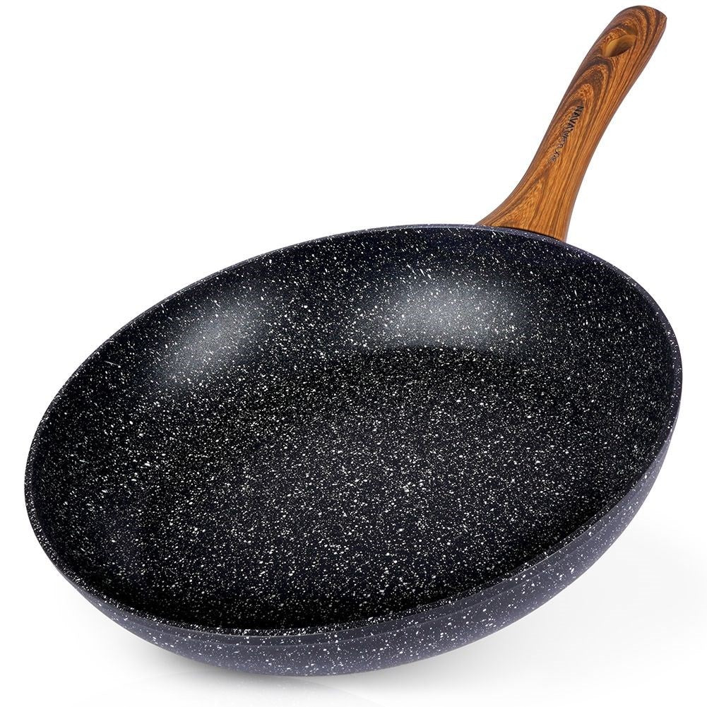Frying pan with non-stick granite for all stoves, dishwasher safe