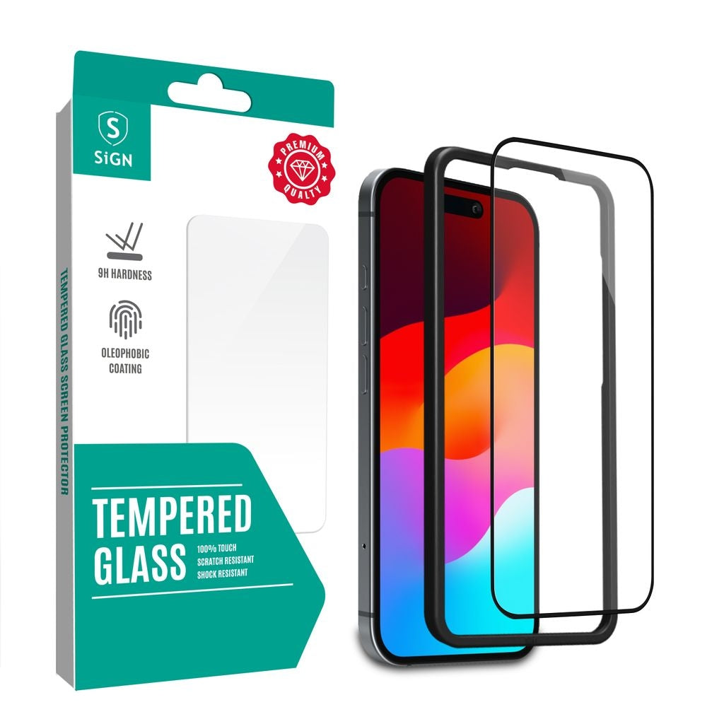 Full Cover Tempered Glass Screen Protector for iPhone 16 Plus with Mounting Frame