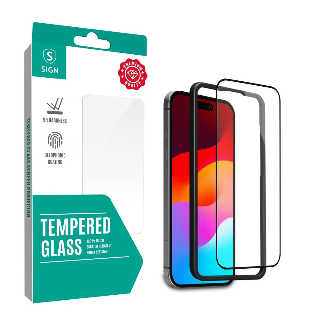 Full Cover Tempered Glass Screen Protector for iPhone 16 with Mounting Frame