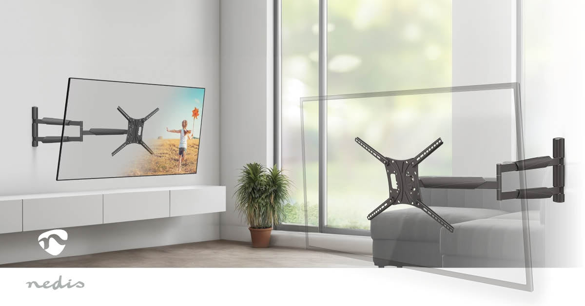 Full Motion TV Wall Mount | 13 - 86 " | Maximum supported screen weight: 60 kg | Tiltable | Rotatable | Minimum wall distance: 70 mm | Maximum wall distance: 1020 mm | 3 Pivot point(s) | ABS / Steel | Black