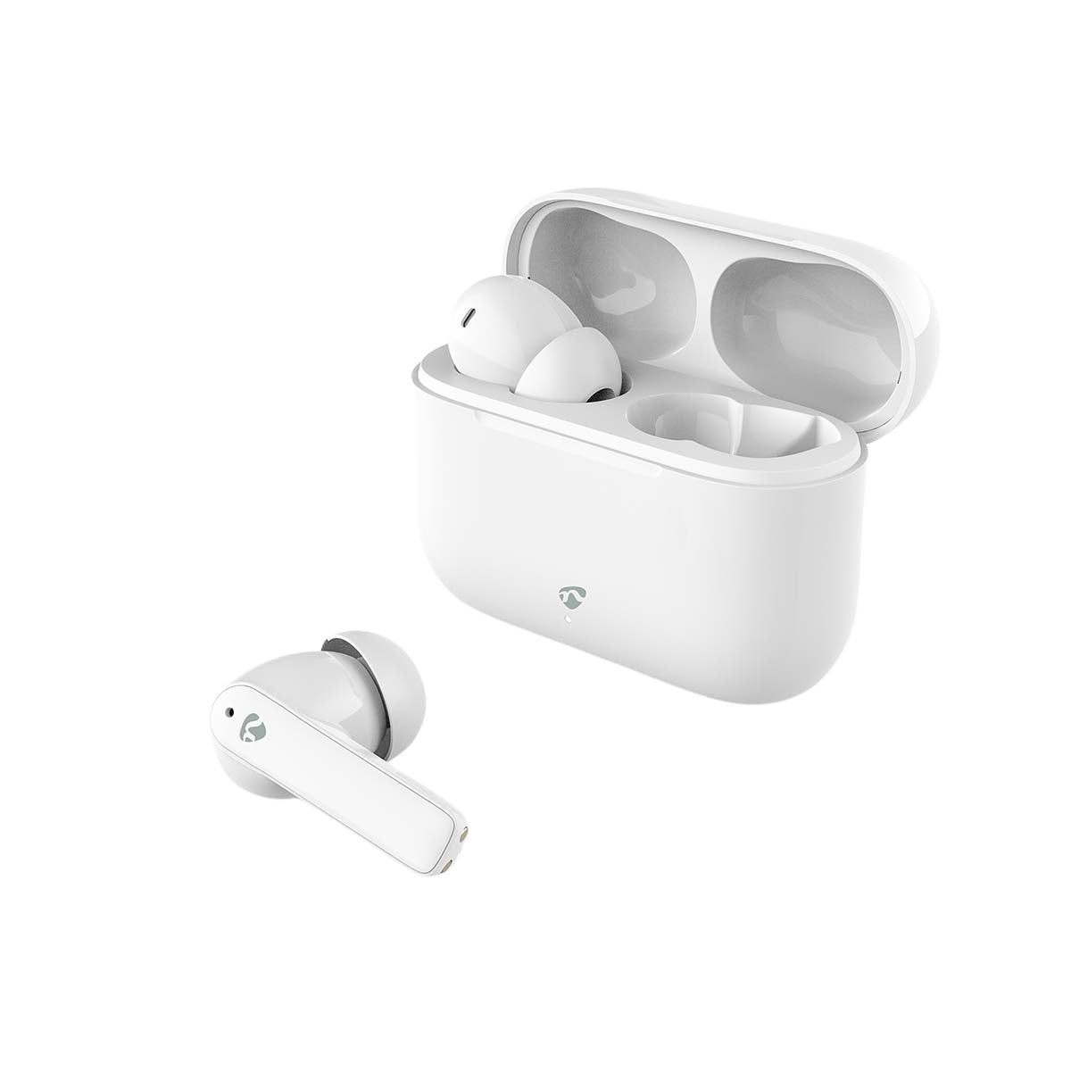 Fully Wireless Earphones | ENC (Environmental Noise Cancelling) | Bluetooth® | Maximum battery play time: 24 hrs | Touch Control | Charging case | Wireless charging case | Built-in microphone | Voice control support | Noise canceling | IPX4 | White
