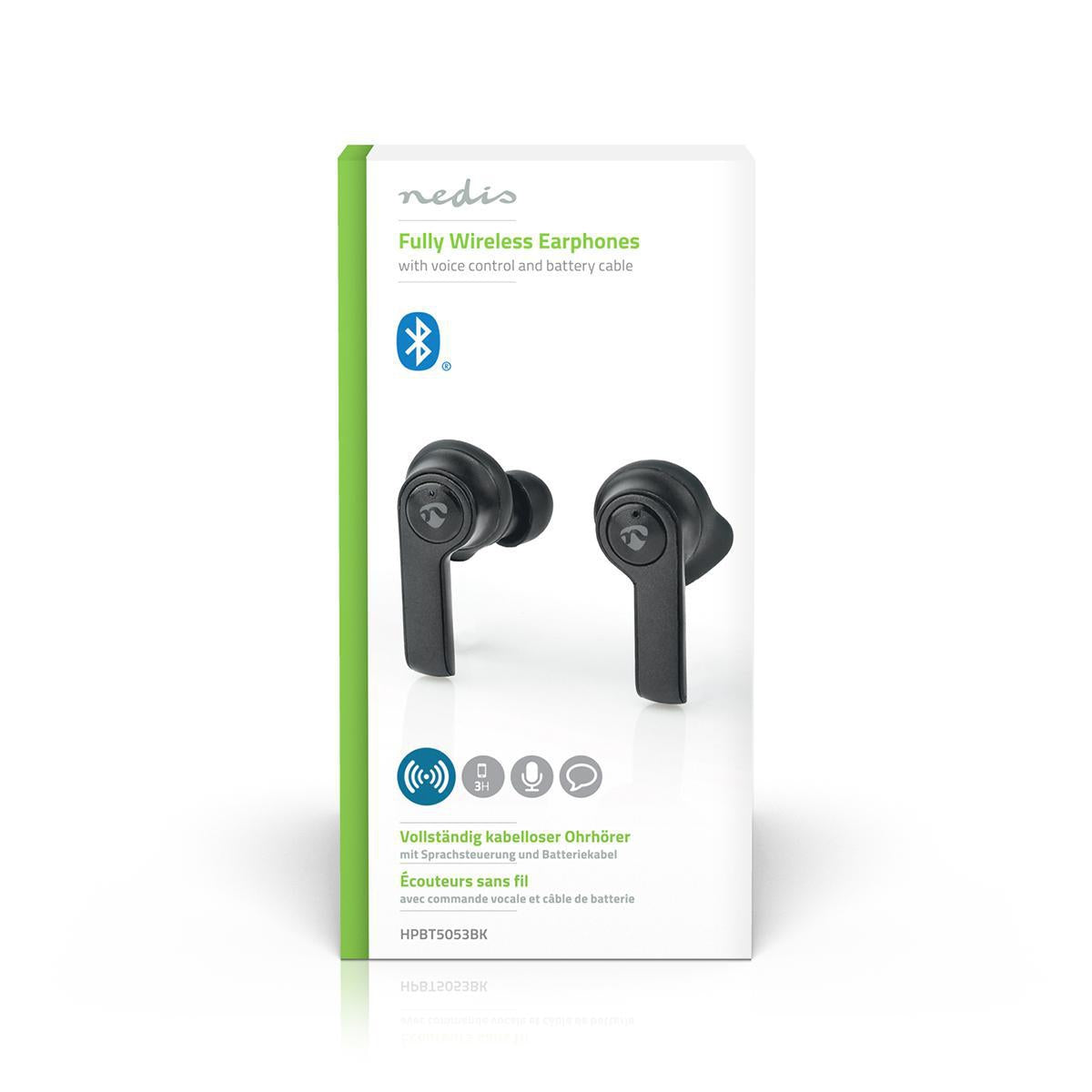 Fully Wireless Headphones | Bluetooth® | Maximum battery life: 3.5 hours | Press Control | Battery cover | Built-in microphone | Support for voice control | Ear Wings | Black