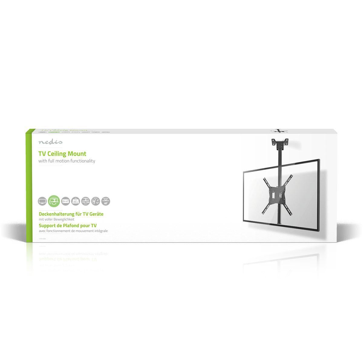 Fully movable ceiling TV mount | 26-42 " | Maximum screen weight supported: 20 kg | Tiltable | Rotatable | Minimum ceiling distance: 716 mm | Maximum ceiling distance: 1160 mm | 1 Pivot point(s) | Steel | Black