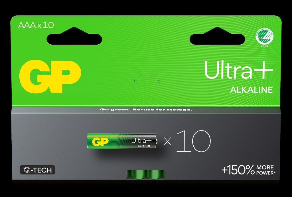 GP Ultra Plus Alkaline AAA Battery, 24AUP/LR03, 10-pack
