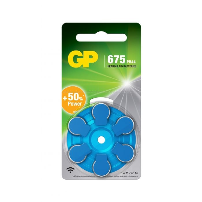 GP ZA 675-D6/ PR44 hearing aid battery - 6 Pack