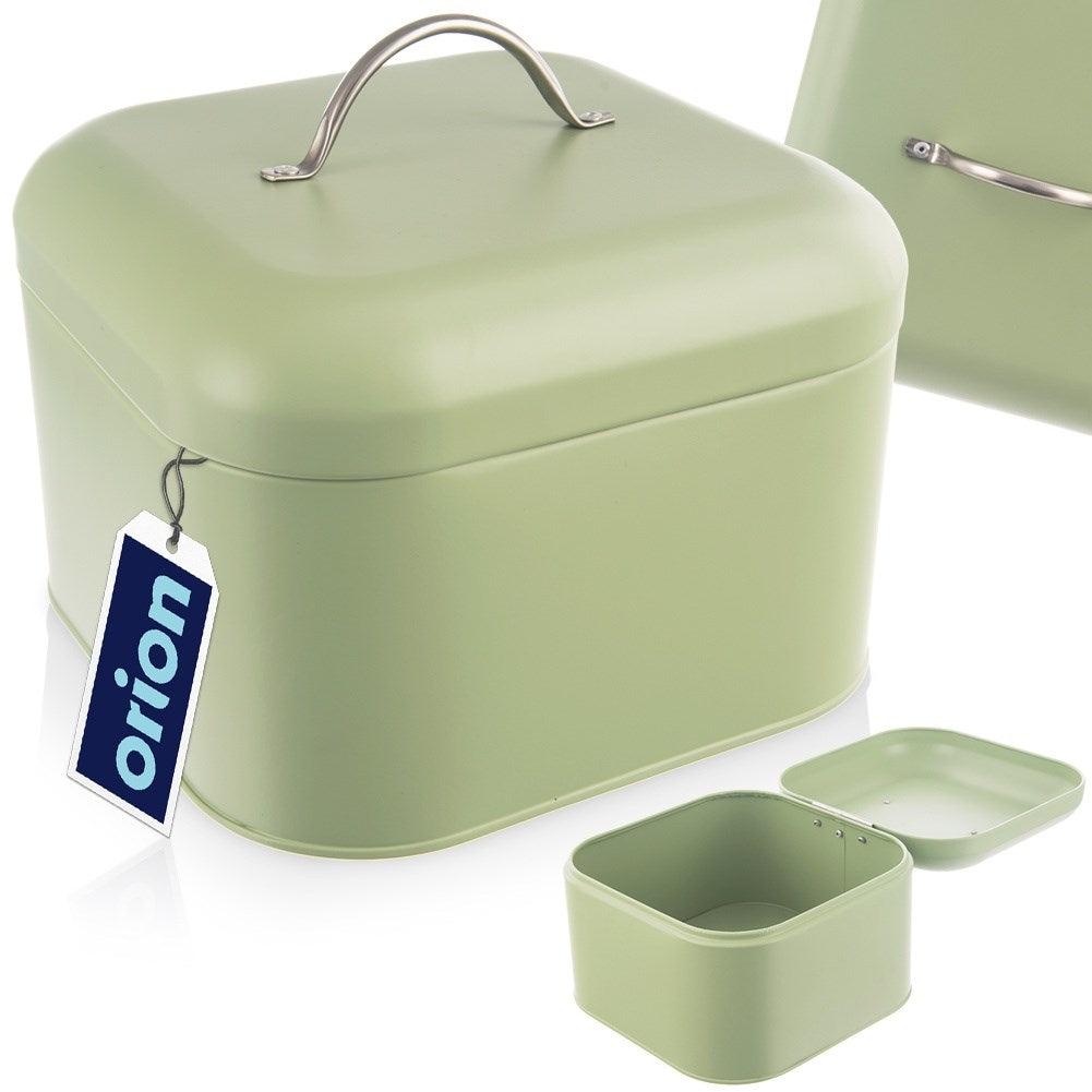 GREENISH metal bread bin 20x20x17 cm