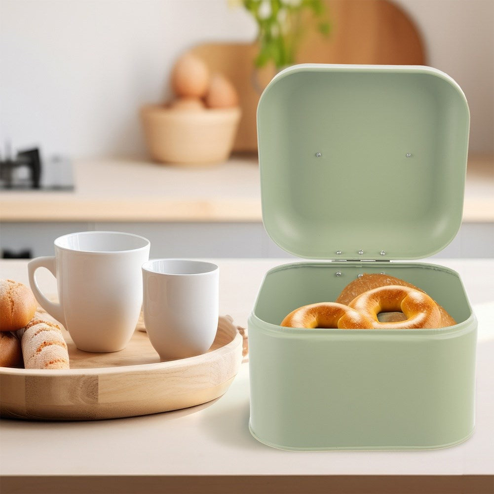 GREENISH metal bread bin 20x20x17 cm