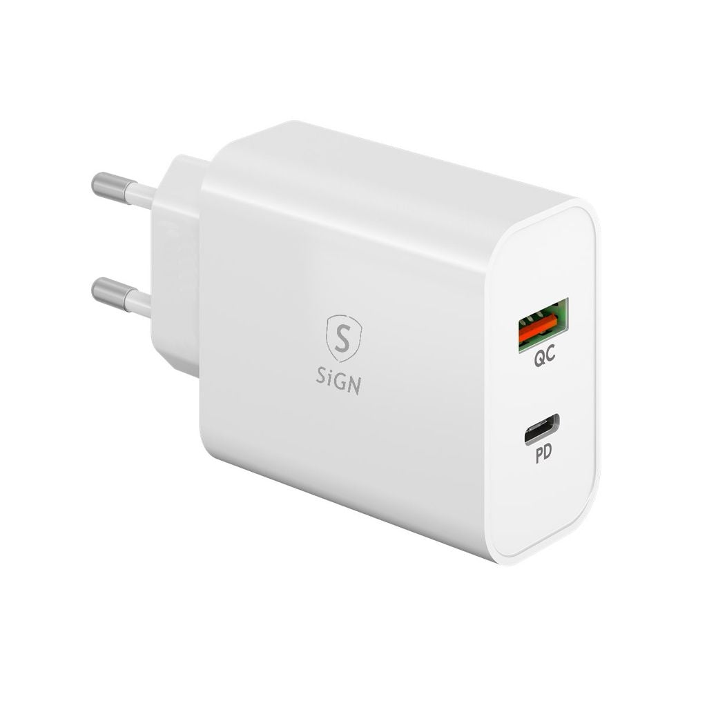 GaN Quick Charger USB-A & USB-C, for Smartphone & Laptop, 45W - White