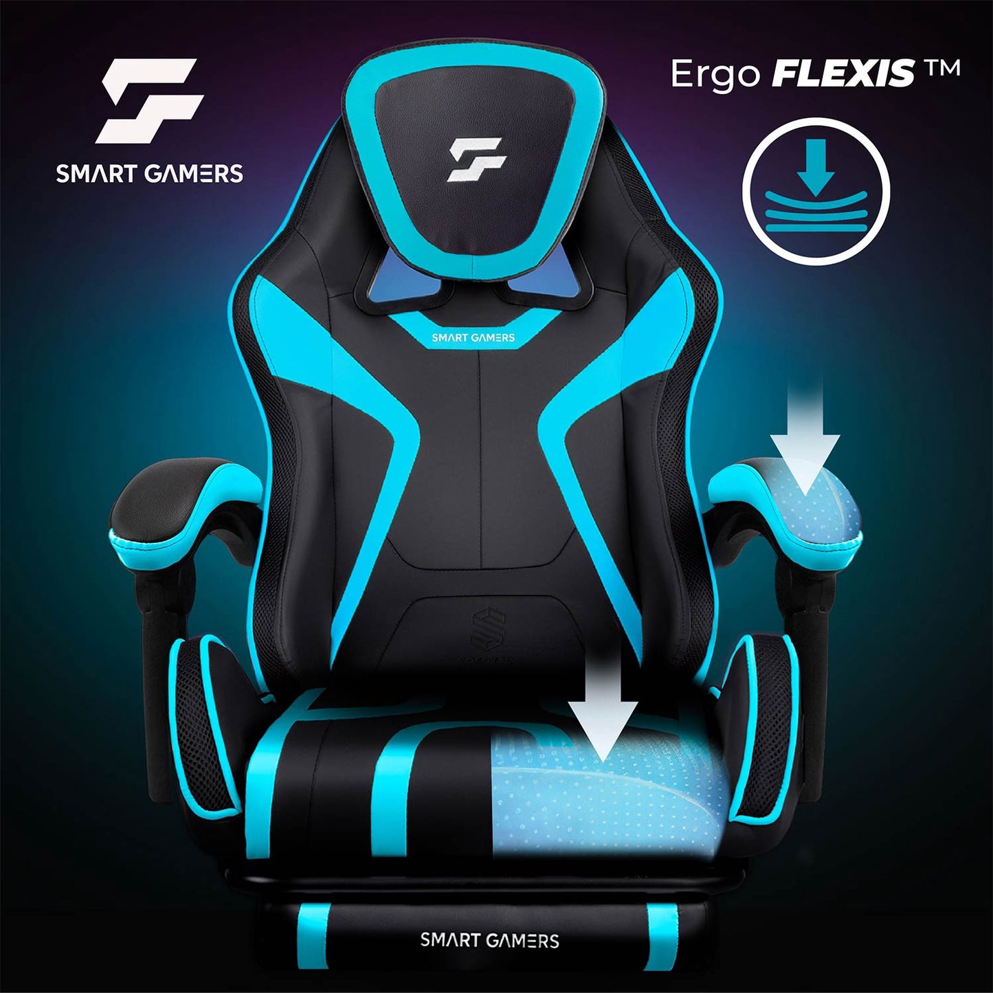 Gaming Chair with Footrest, Reclining Back, Adjustable Height