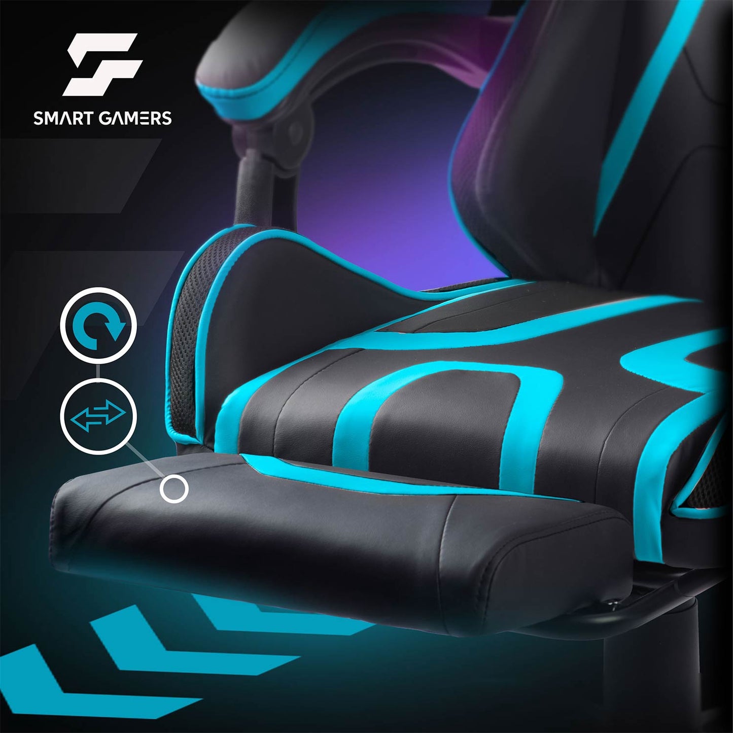 Gaming Chair with Footrest, Reclining Back, Adjustable Height