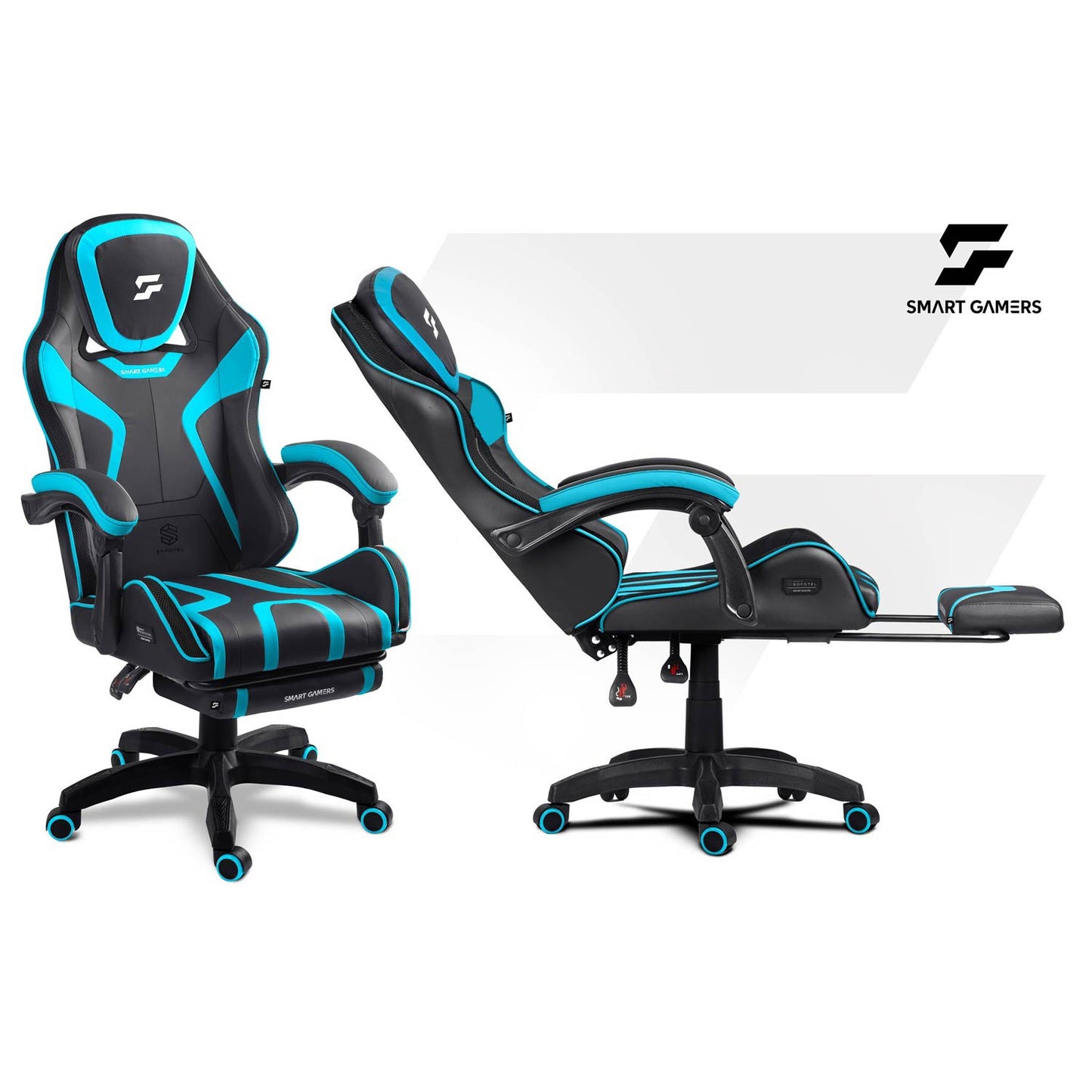 Gaming Chair with Footrest, Reclining Back, Adjustable Height