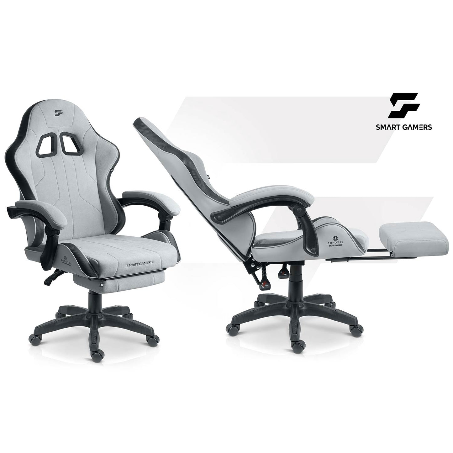 Gaming Chair with Footrest, Reclining Backrest, Adjustable Height