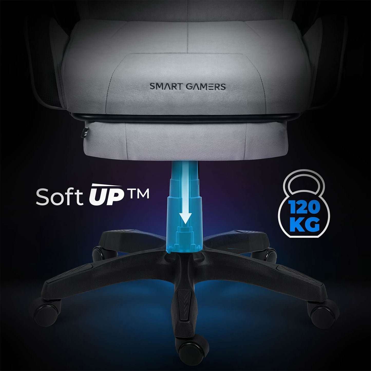 Gaming Chair with Footrest, Reclining Backrest, Adjustable Height