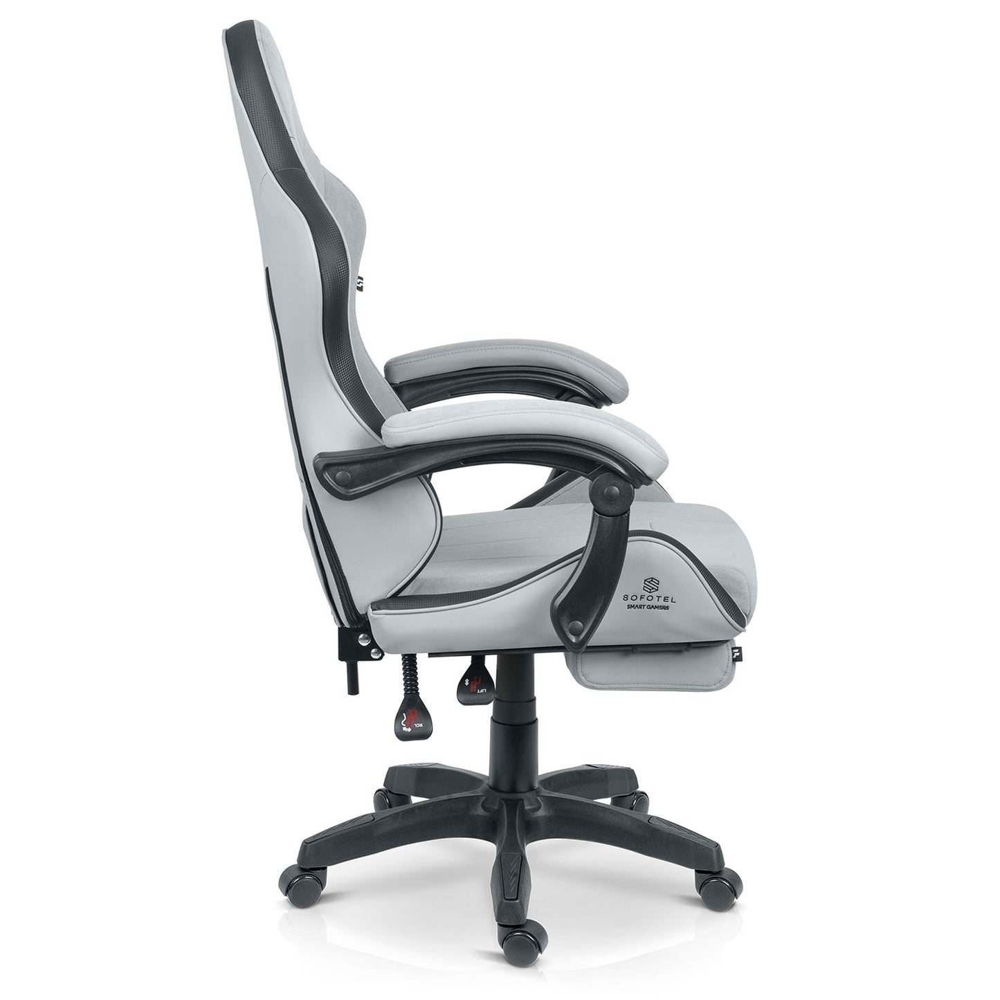 Gaming Chair with Footrest, Reclining Backrest, Adjustable Height