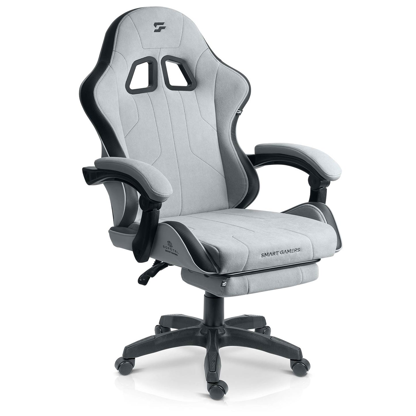 Gaming Chair with Footrest, Reclining Backrest, Adjustable Height
