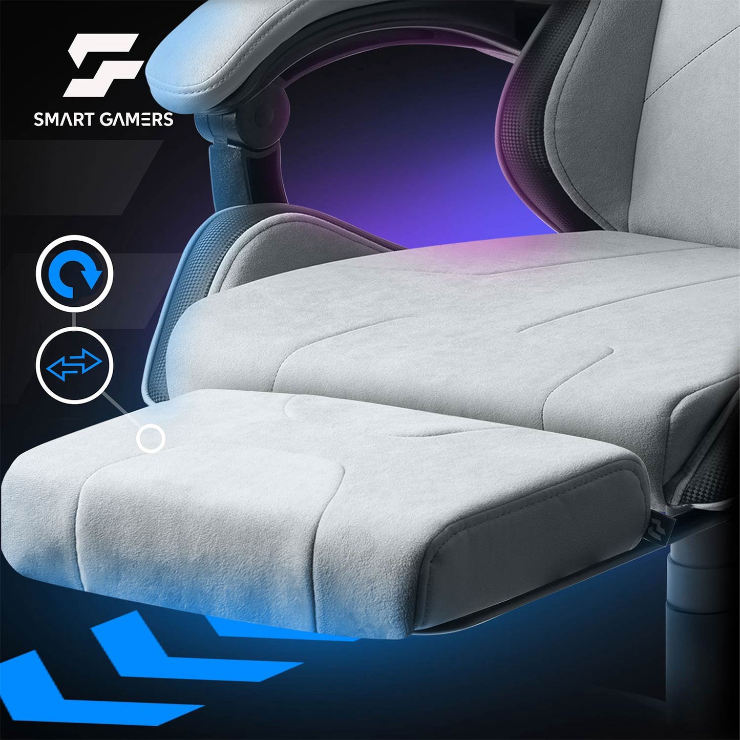 Gaming Chair with Footrest, Reclining Backrest, Adjustable Height