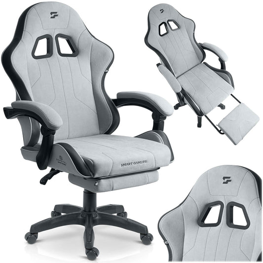 Gaming Chair with Footrest, Reclining Backrest, Adjustable Height