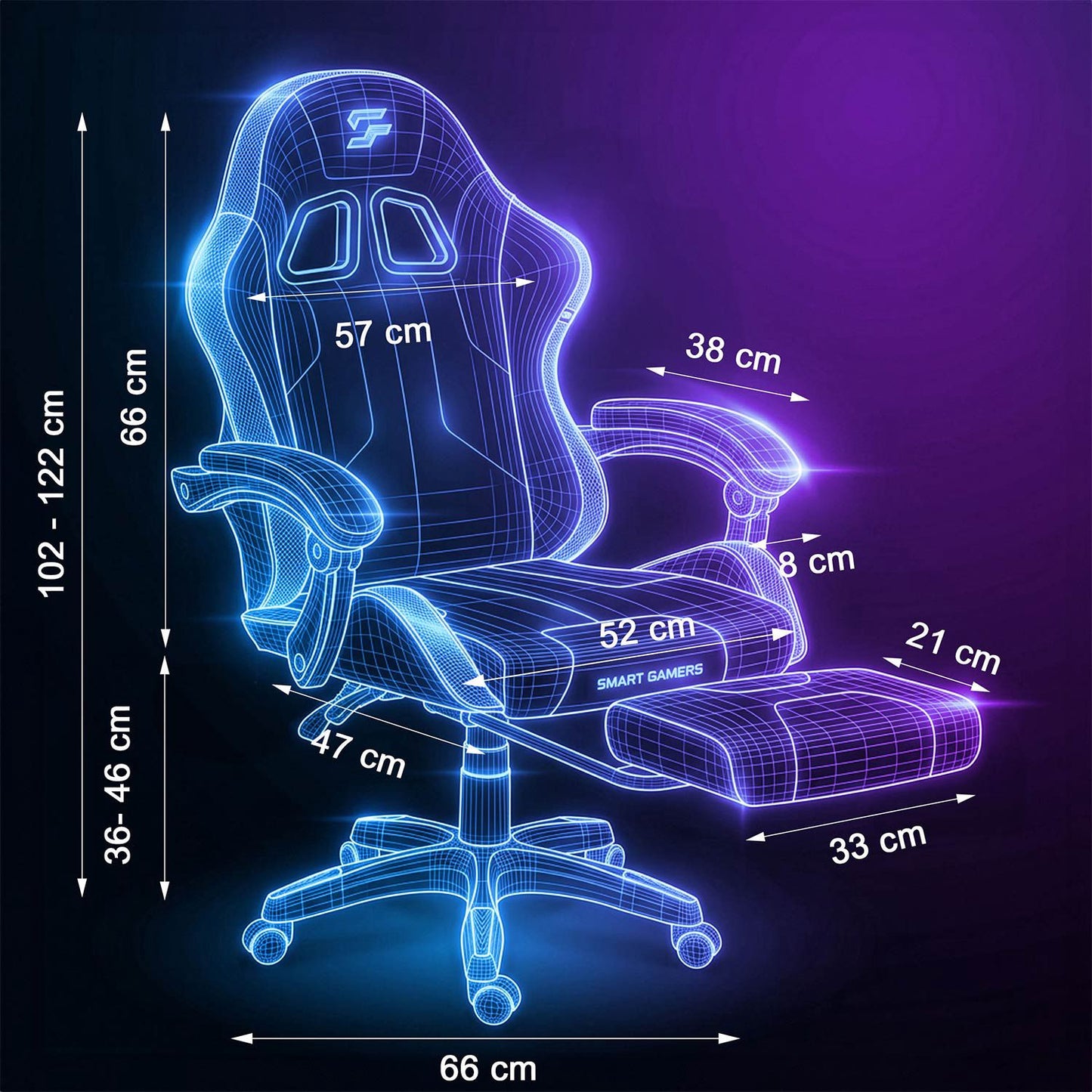 Gaming Chair with Footrest and Recline Function, Ergonomic Design