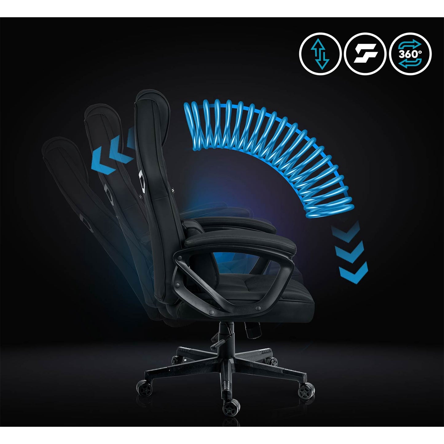 Gaming Chair with Lumbar Support, Adjustable Height, 360 Rotation