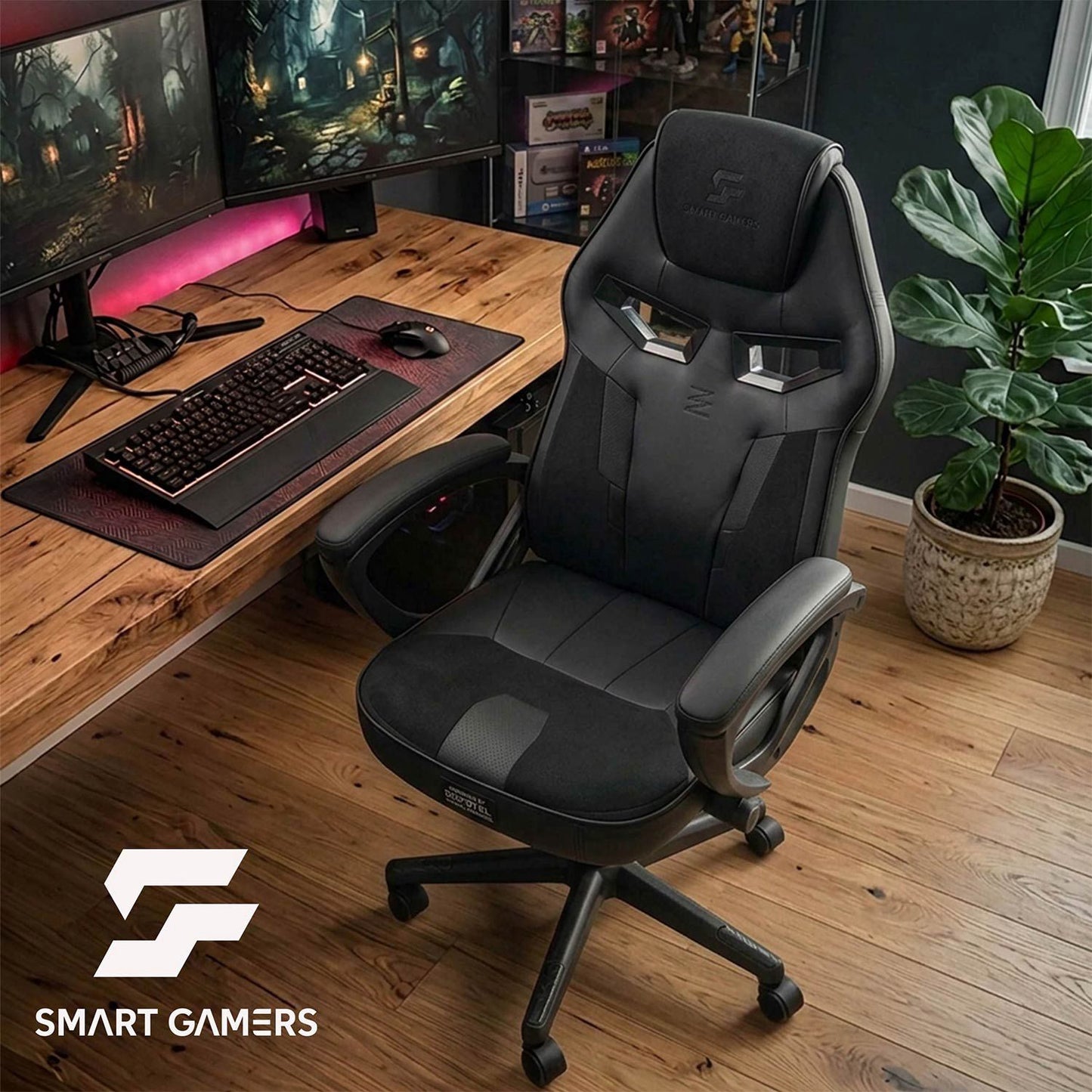 Gaming Chair with Lumbar Support, Adjustable Height, 360 Rotation
