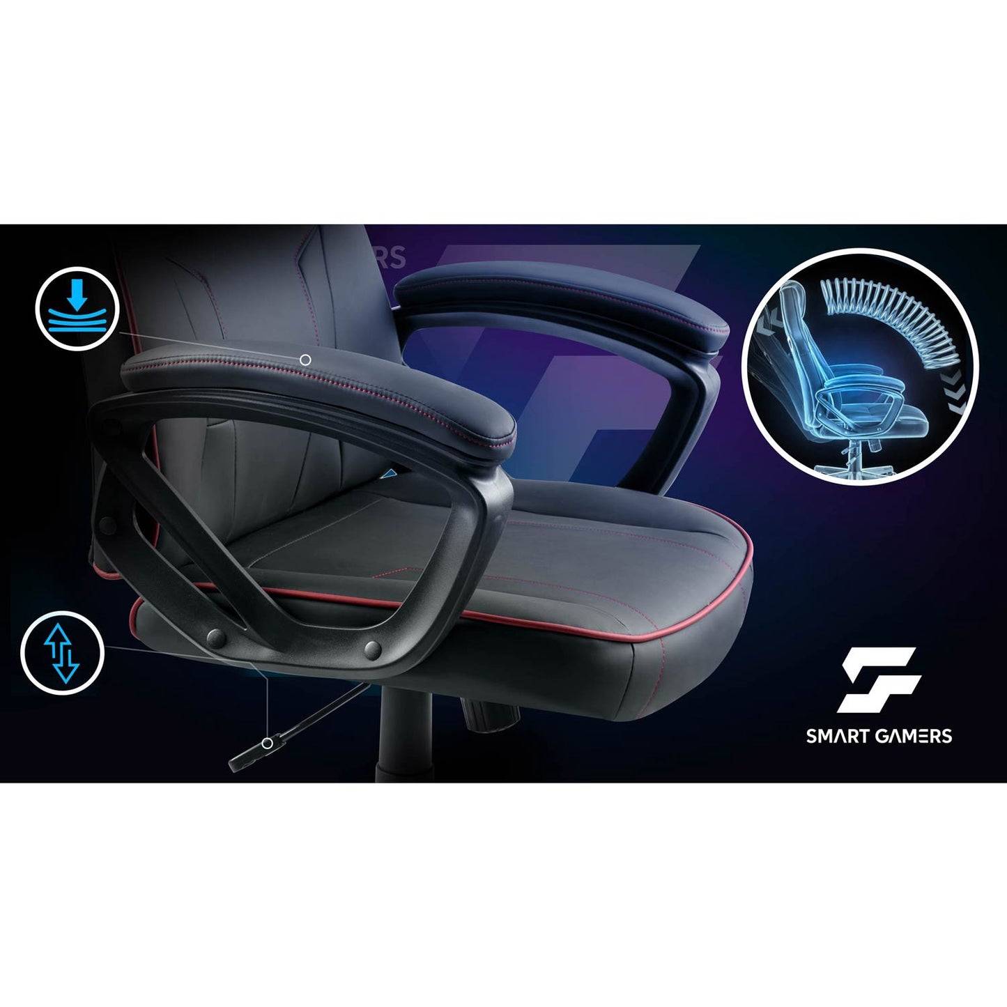 Gaming Chair with Lumbar Support, Adjustable Height, 360 Rotation