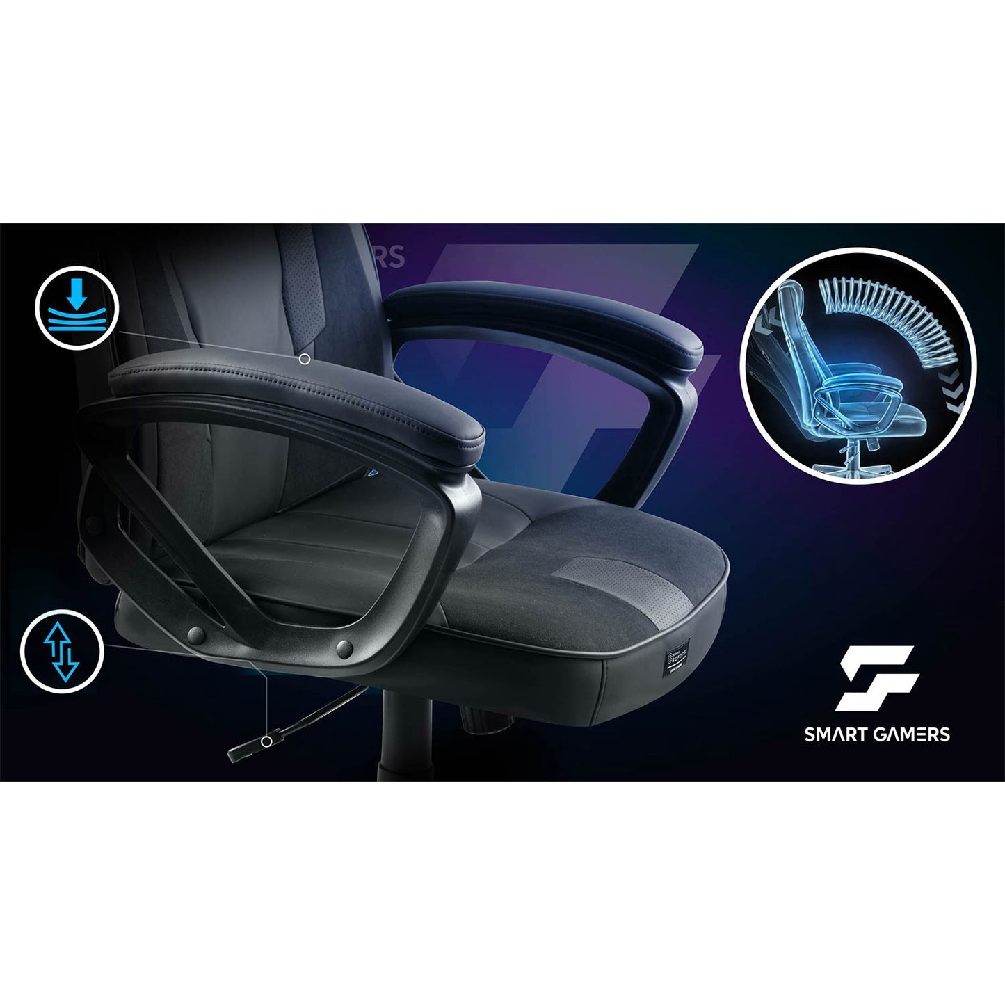 Gaming Chair with Lumbar Support, Adjustable Height, 360 Rotation
