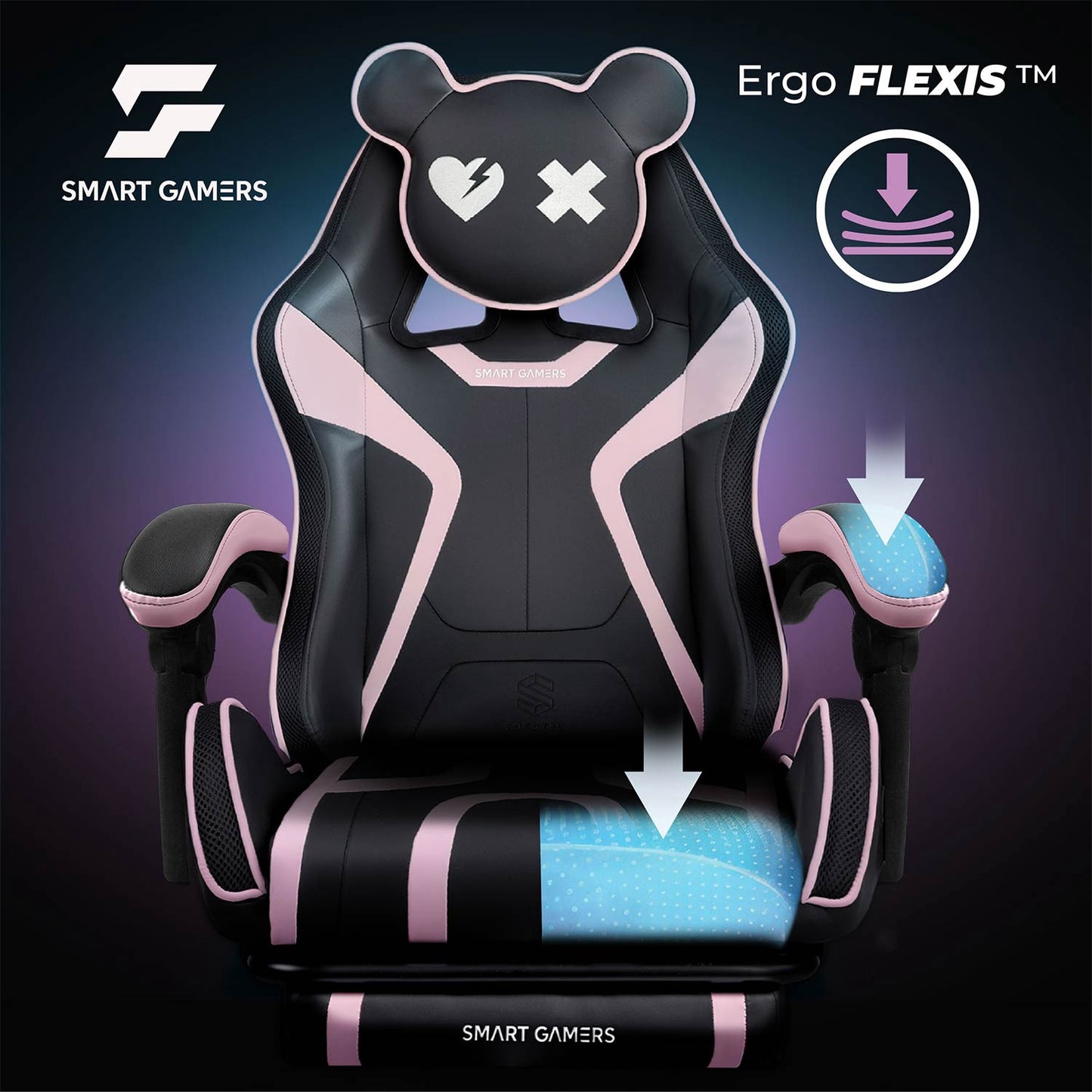 Gaming Chair with Recline, Footrest, Adjustable Height