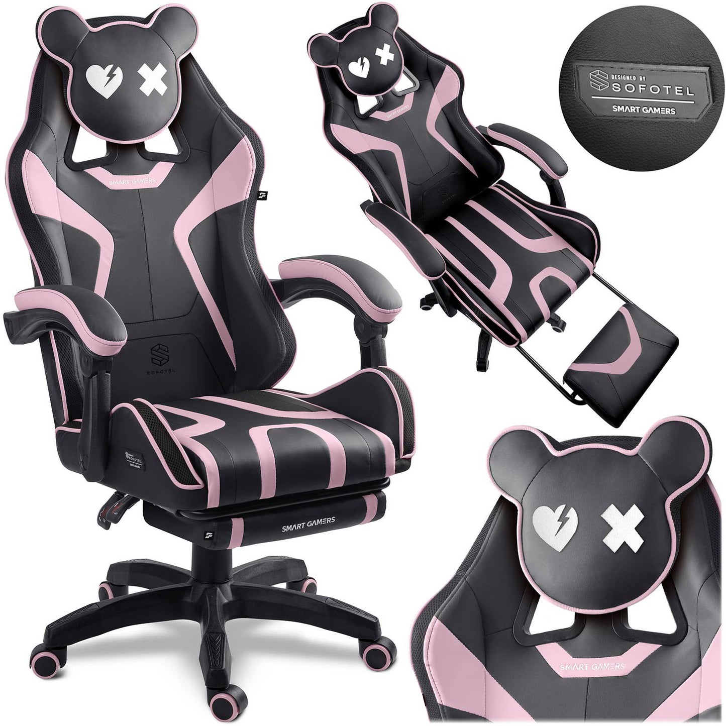 Gaming Chair with Recline, Footrest, Adjustable Height
