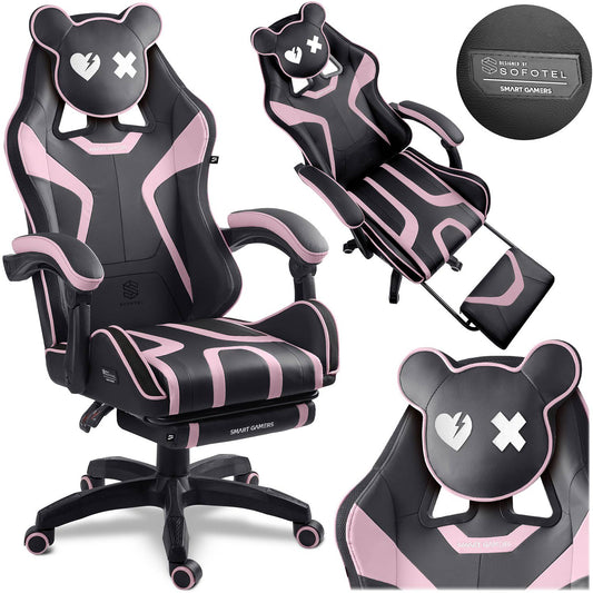 Gaming Chair with Recline, Footrest, Adjustable Height