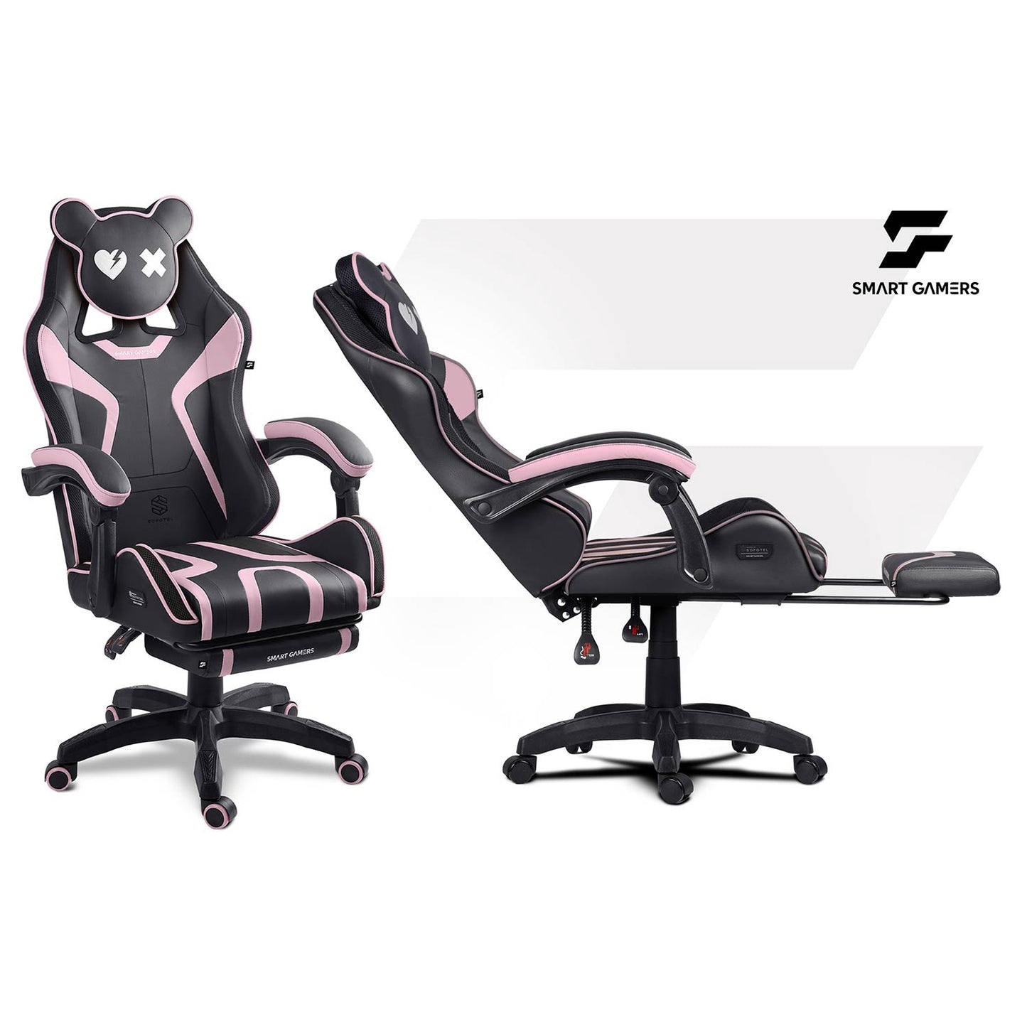 Gaming Chair with Recline, Footrest, Adjustable Height