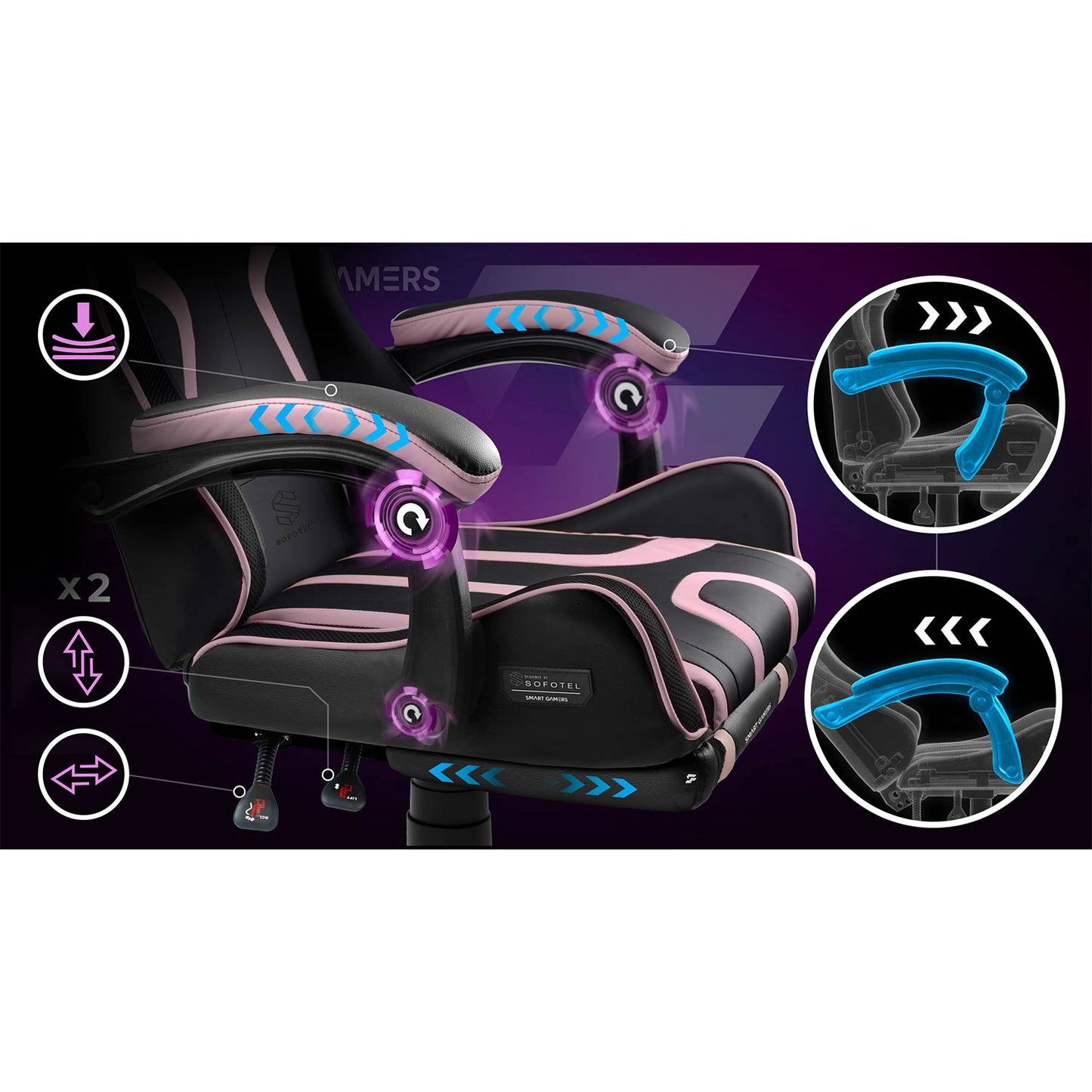 Gaming Chair with Recline, Footrest, Adjustable Height