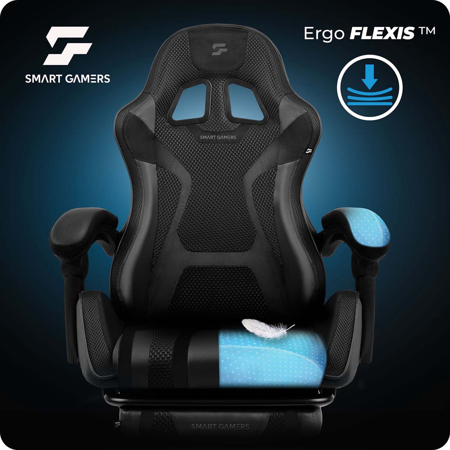 Gaming Chair with Reclining Backrest and Footrest