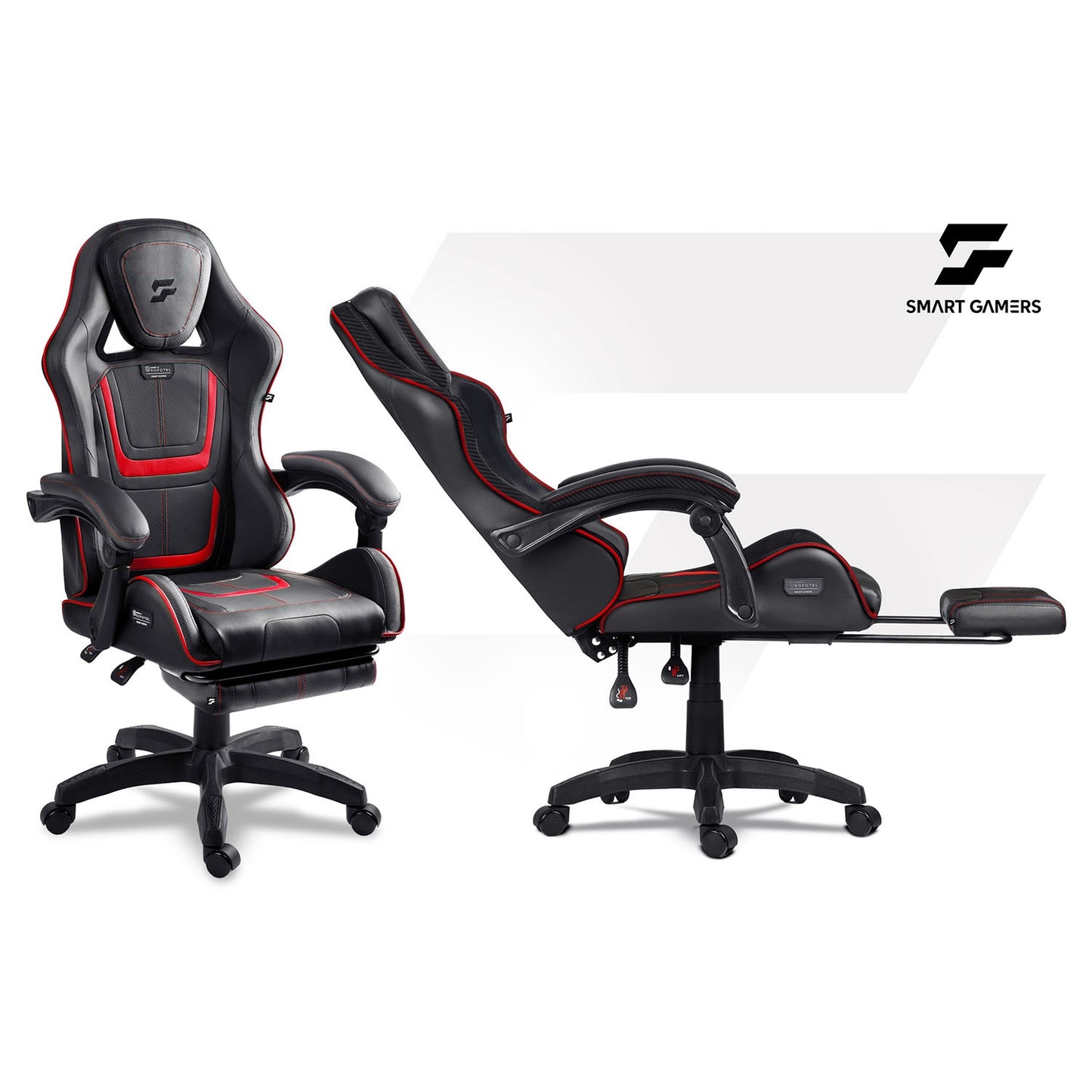 Gaming Chair with Reclining Backrest and Footrest