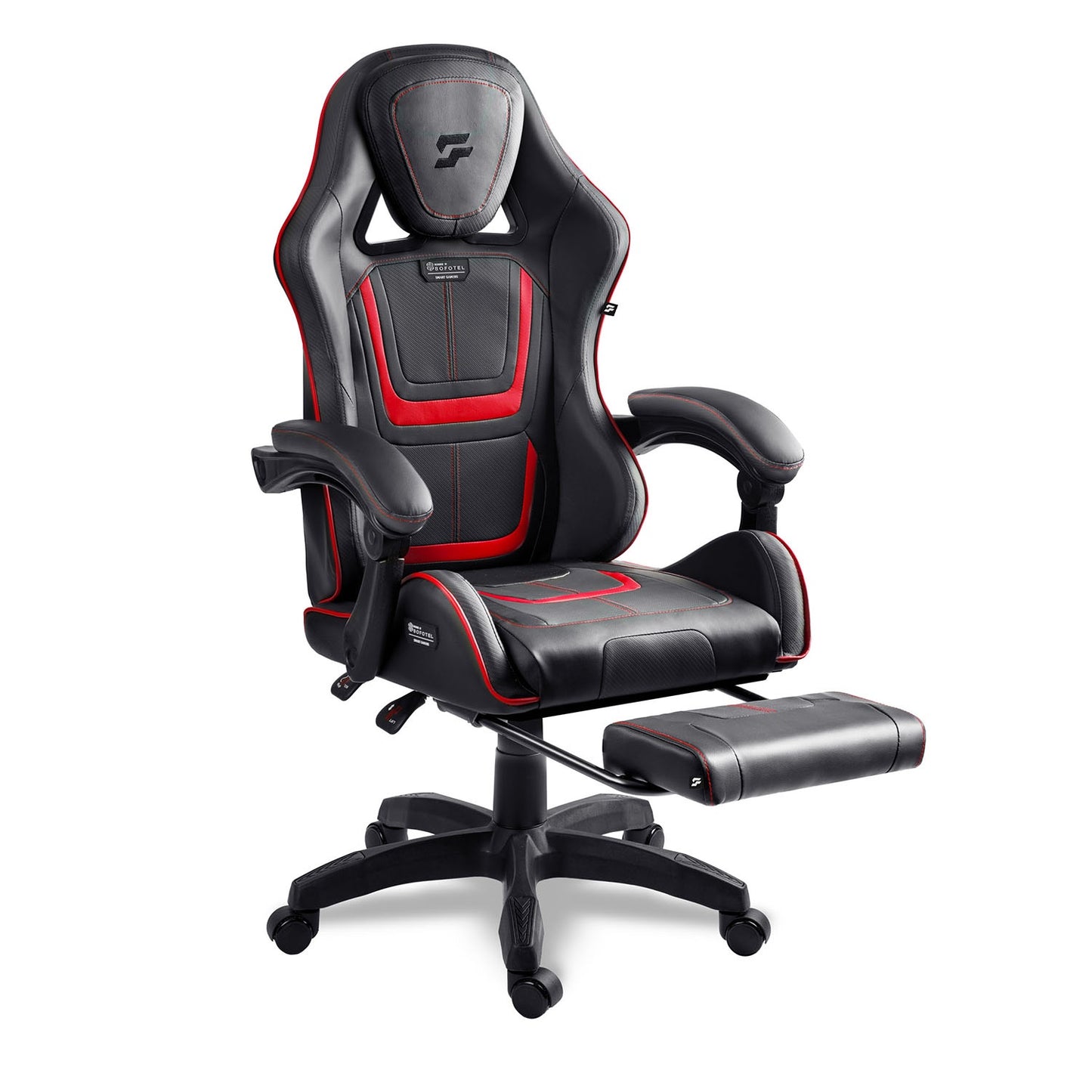 Gaming Chair with Reclining Backrest and Footrest