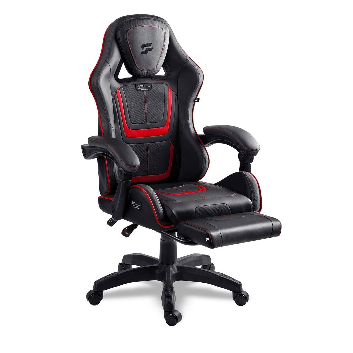 Gaming Chair with Reclining Backrest and Footrest