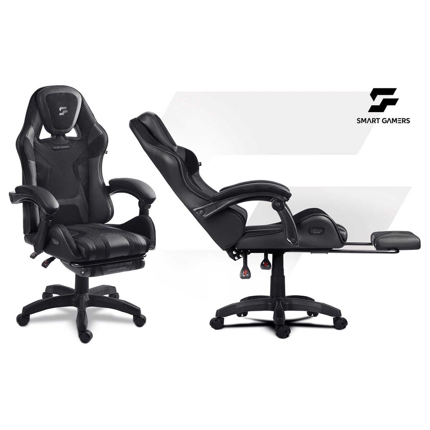 Gaming Chair with Reclining Backrest and Footrest