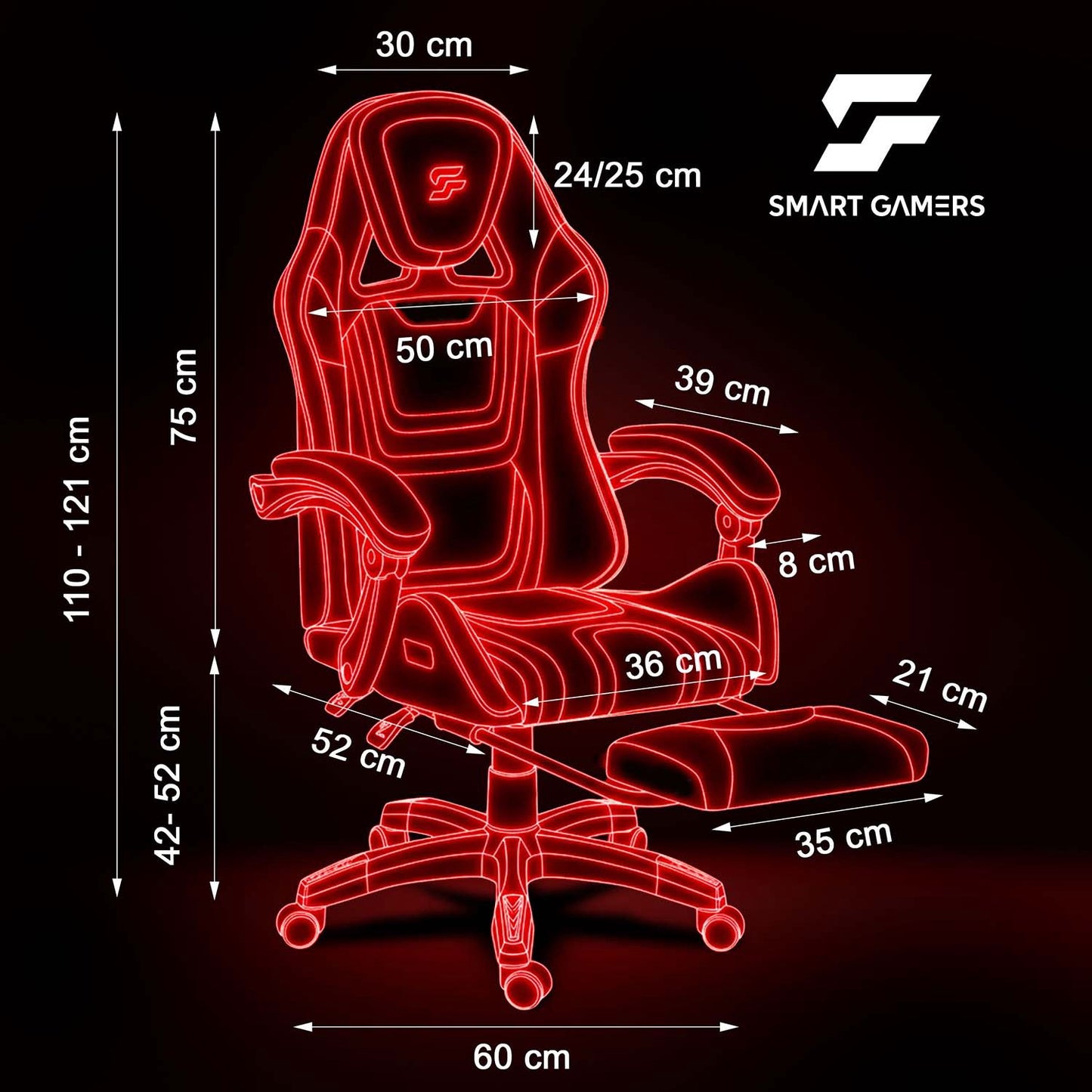 Gaming Chair with Reclining Backrest and Footrest