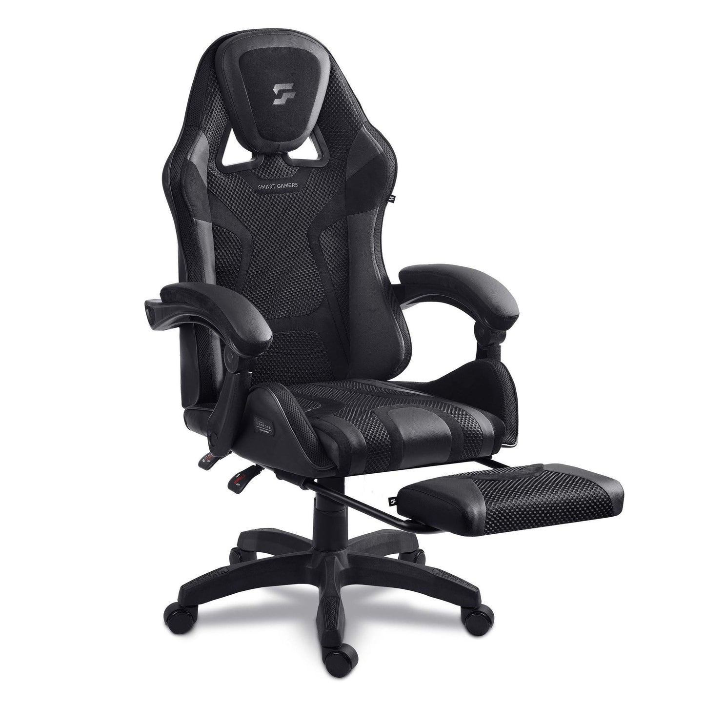 Gaming Chair with Reclining Backrest and Footrest