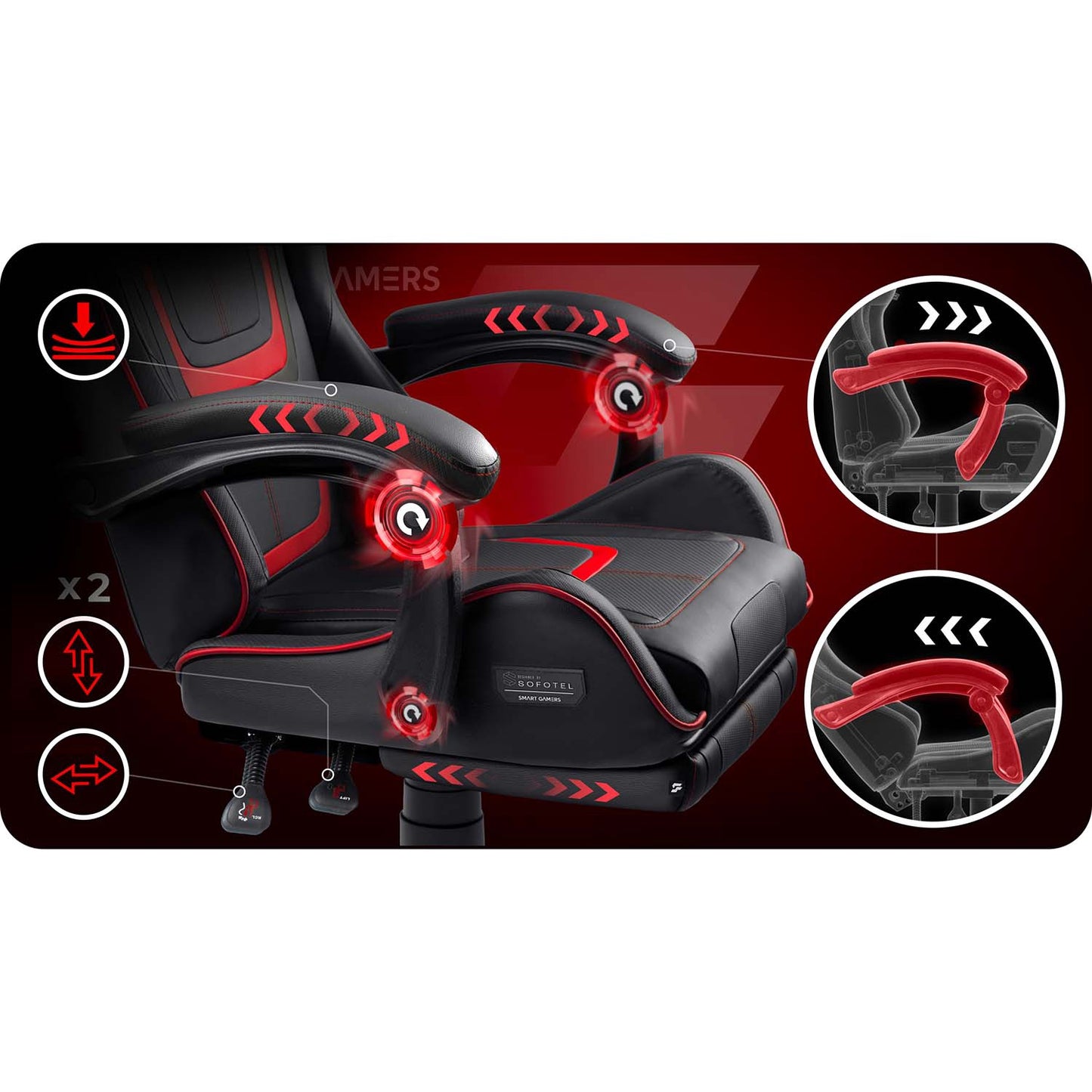 Gaming Chair with Reclining Backrest and Footrest