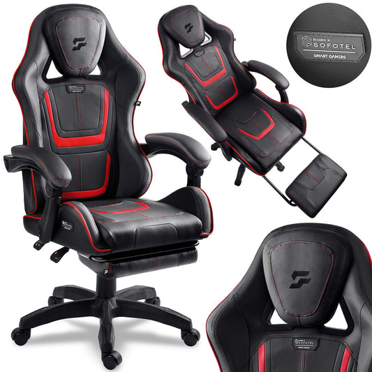 Gaming Chair with Reclining Backrest and Footrest