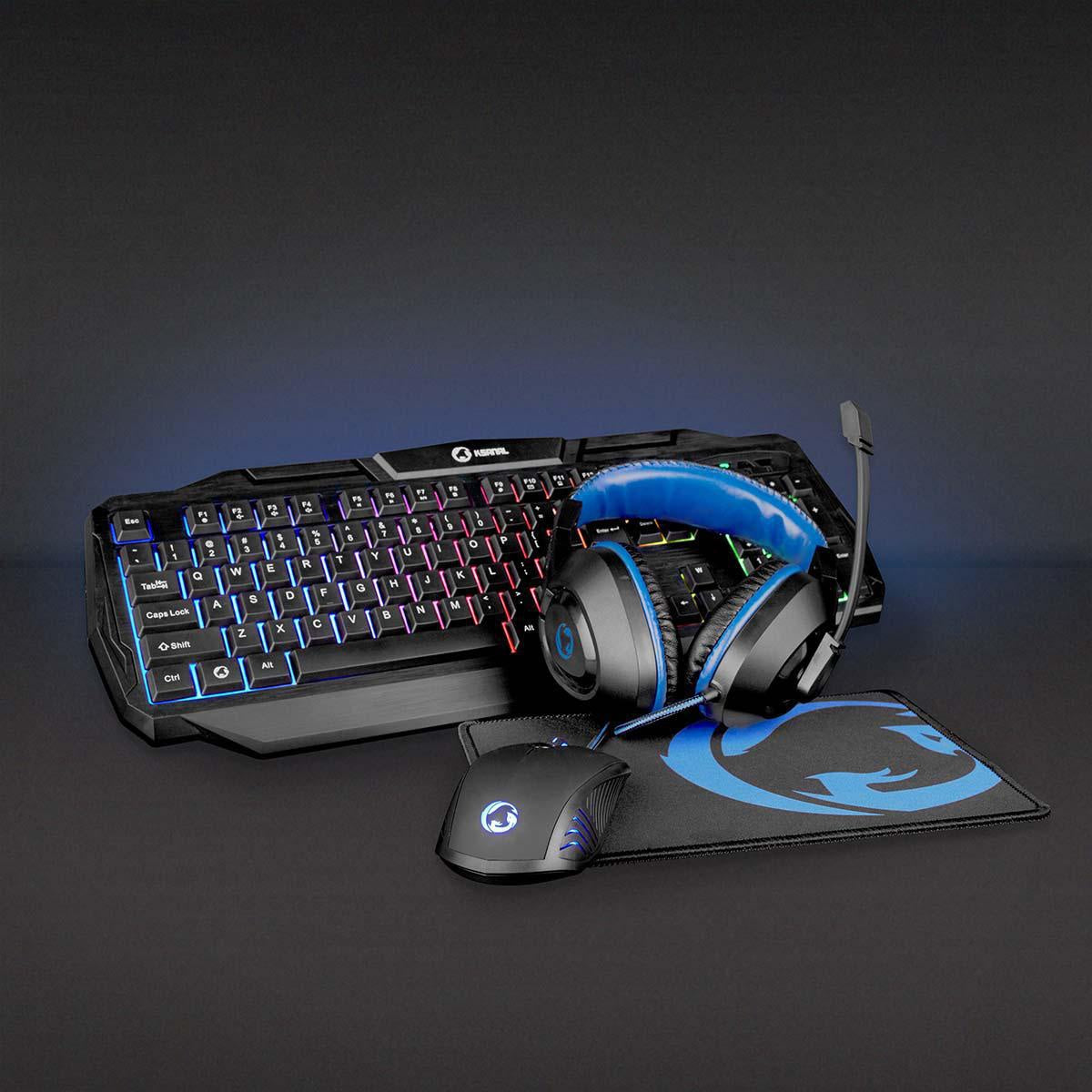 Gaming Combo Kit | 4-in-1 | Keyboard, headset, mouse and mouse pad | Blue / Black | QWERTY | US Layout