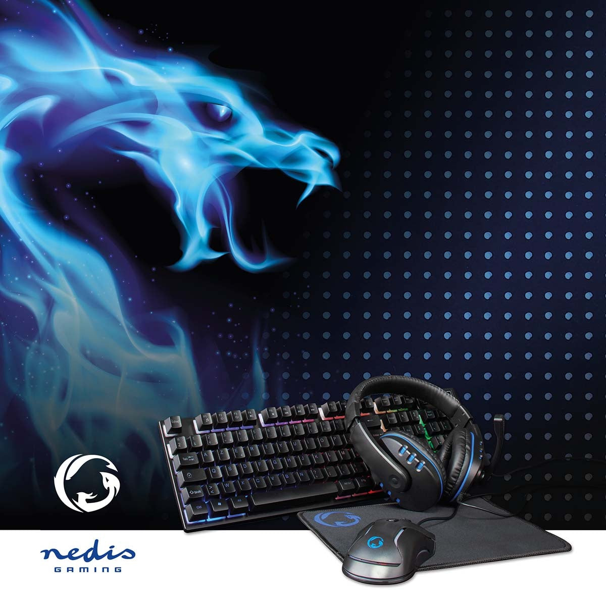 Gaming Combo Kit | 5-in-1 | Keyboard, headset, mouse and mouse pad | Black | AZERTY | FR Layout