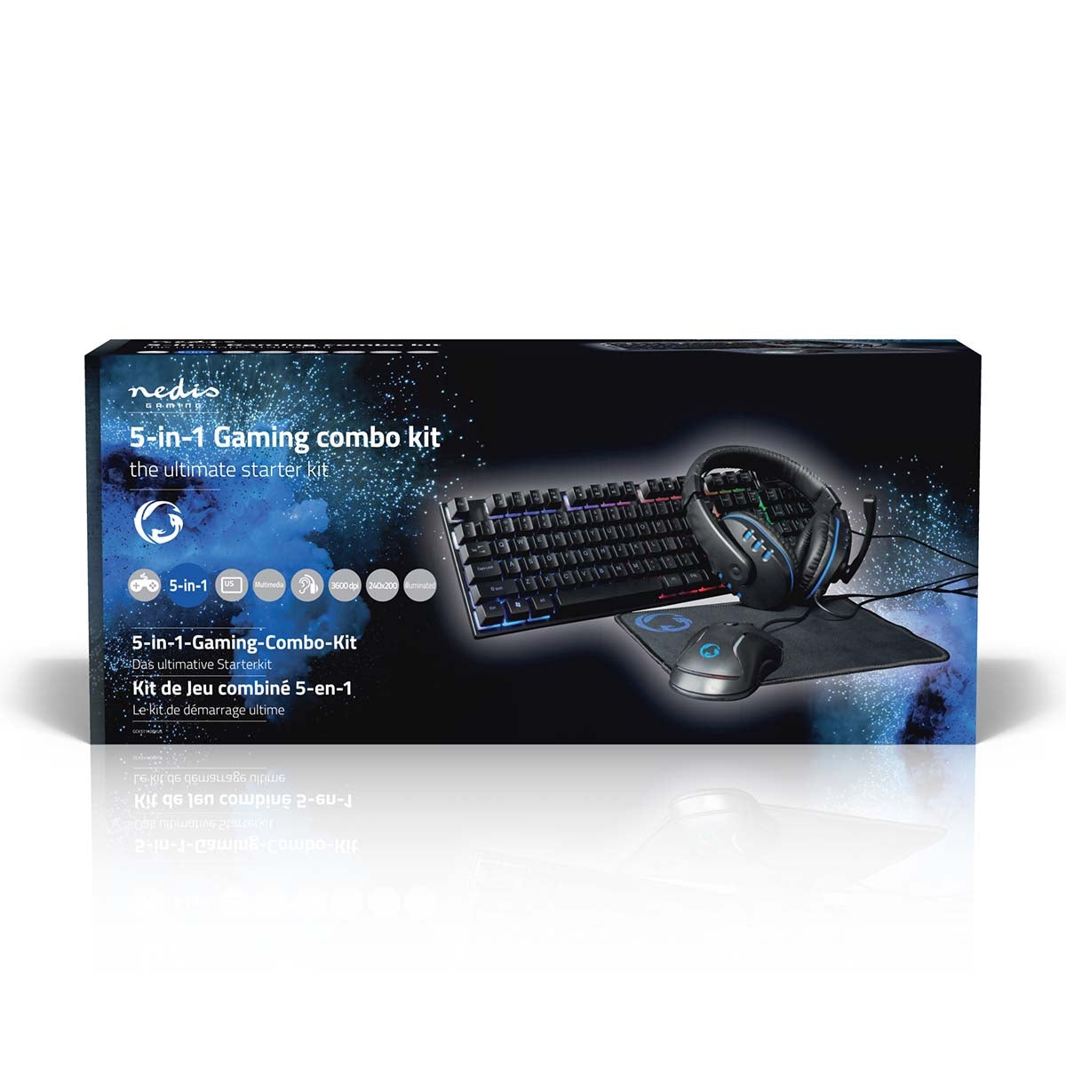 Gaming Combo Kit | 5-in-1 | Keyboard, headset, mouse and mouse pad | Black | QWERTY | US Layout
