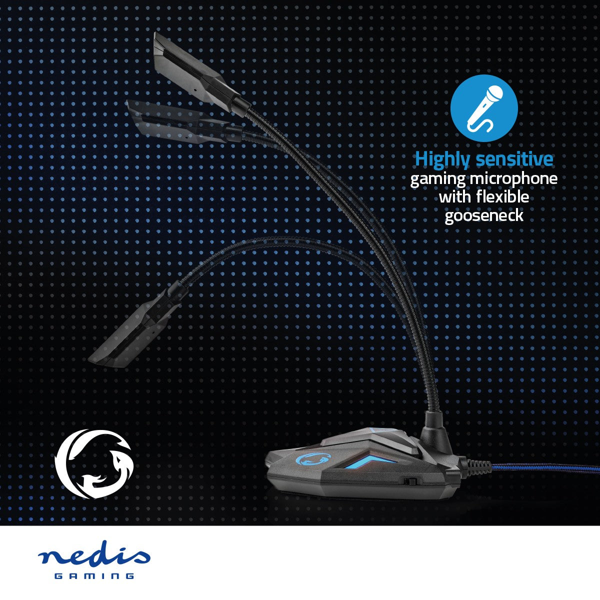 Gaming Microphone | Used for: Computer / Desktop | USB | Connection output: 1x 3.5 mm audio output | On / off button | Headphone jack