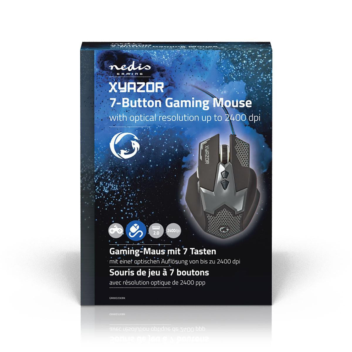 Gaming Mouse | Wire bound | 800 / 1200 / 1600 / 2400 dpi | Adjustable DPI | Number of buttons: 7 | Right-handed | 1.50 m | LEDs