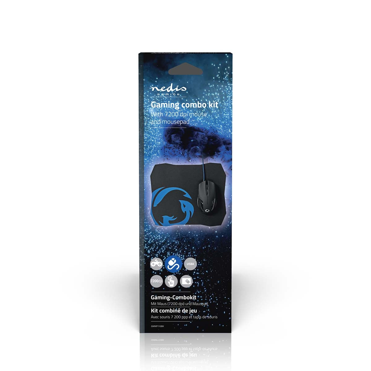 Gaming Mouse and Mouse Pad Set | Wire bound | 1200 / 2400 / 4800 / 7200 dpi | Adjustable DPI | Number of buttons: 6 | Right-handed | 1.50 m | Without Lighting