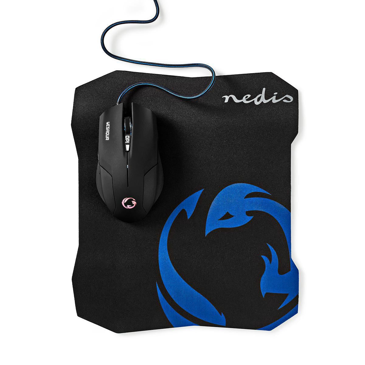 Gaming Mouse and Mouse Pad Set | Wire bound | 800 / 1200 / 1600 dpi | Adjustable DPI | Number of buttons: 6 | Right-handed | 1.50 m | Normal Lighting