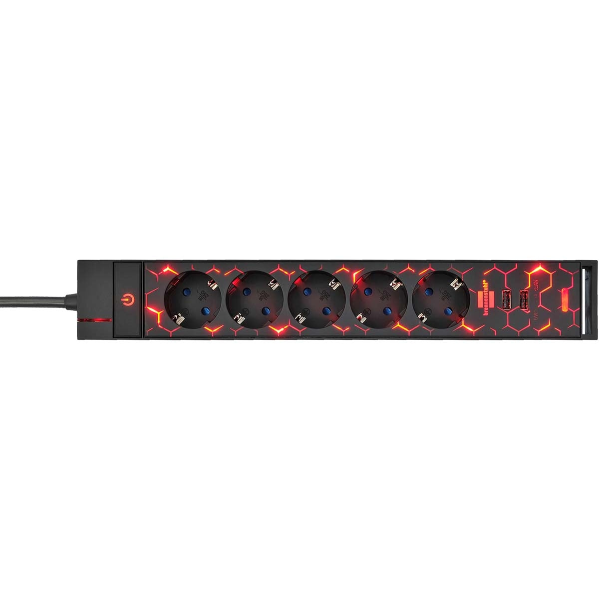 Gaming socket GSL 05 5-way with 2 USB charging functions 1.5m H05VV-F3G1.5 TYPE F